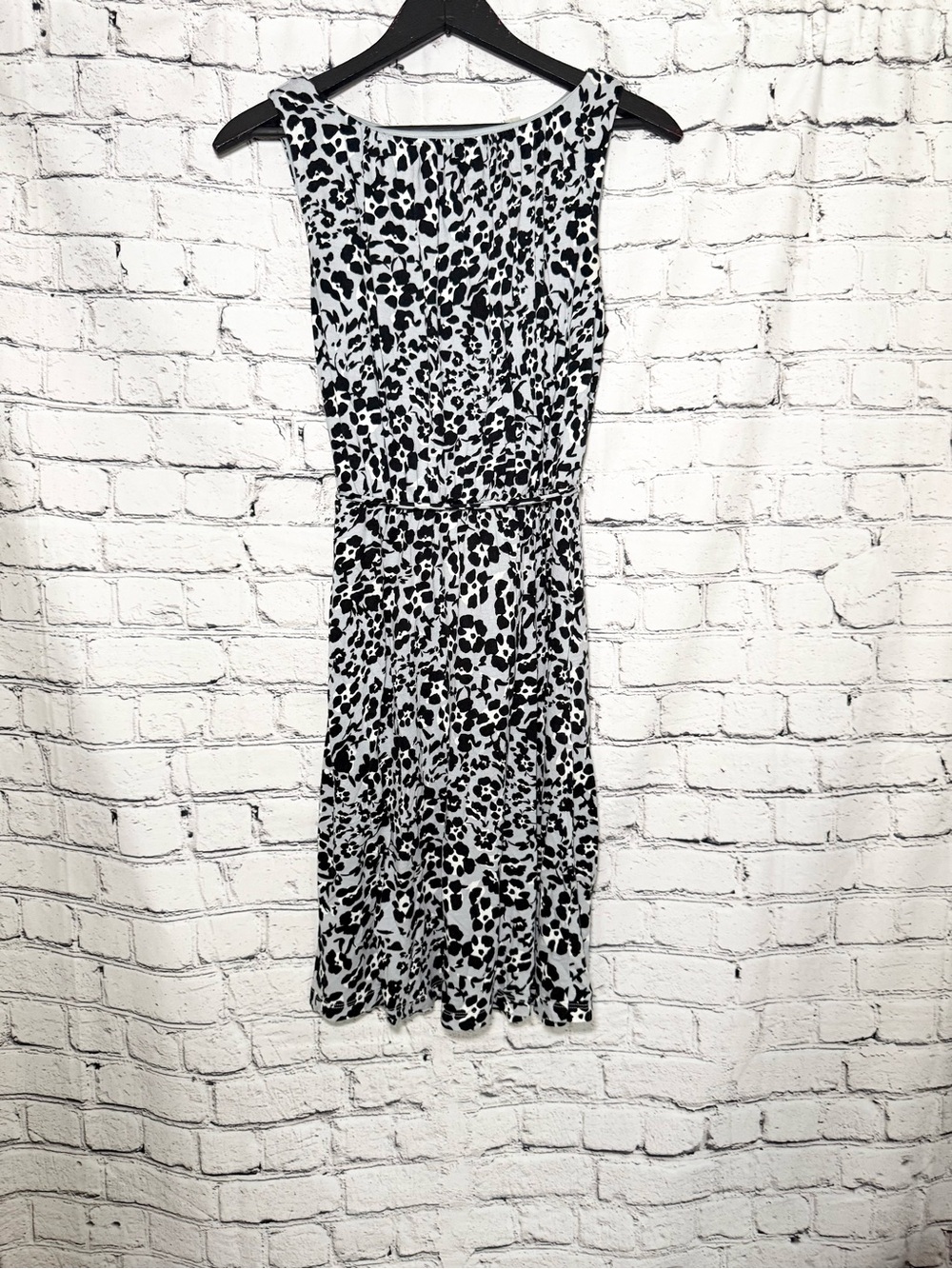 Blue & White Leopard Print Sleeveless Dress